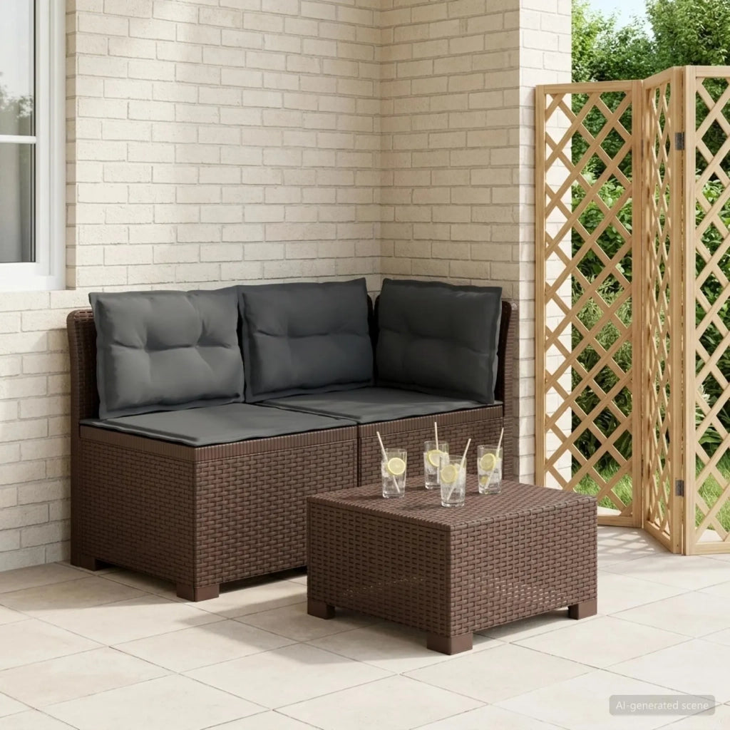 Divano da esterno-Divano da Giardino a 2 Posti con Cuscini Aspetto Rattan PP 691792