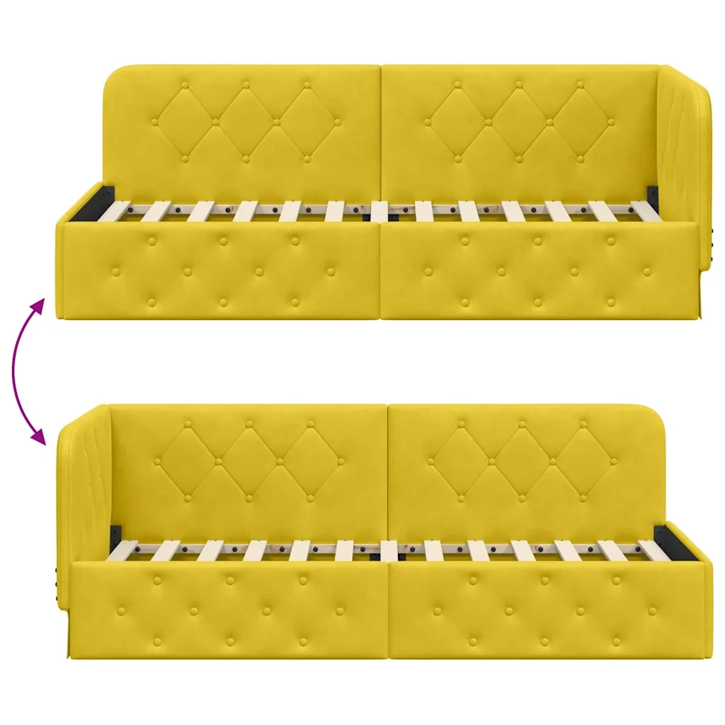 Cornice del letto ad angolo Giallo 80 x 200 cm Velluto 42016519