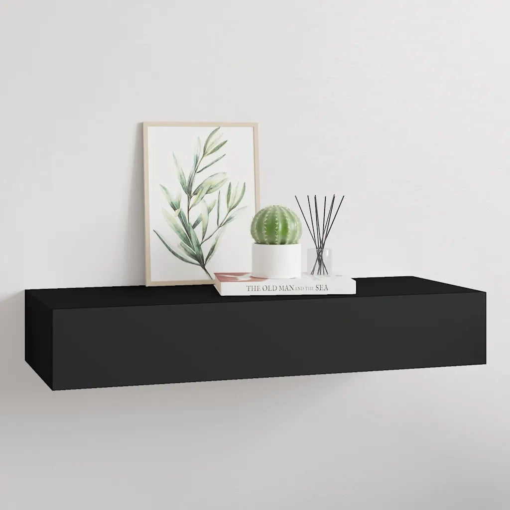 Scaffale con Cassetti da Parete Nero 60x23,5x10 cm in MDF 330257