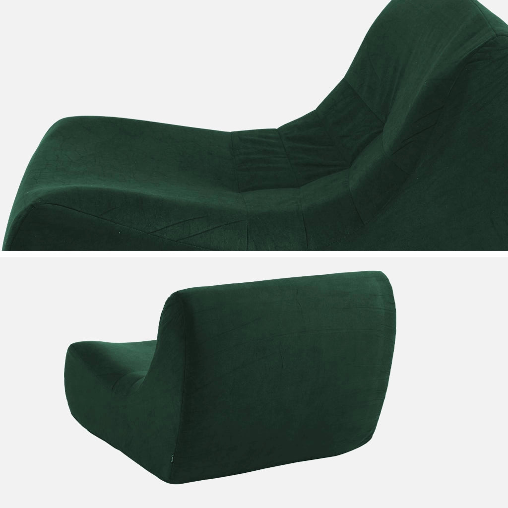 Modulo per divano modulare senza braccioli in velluto, 2 posti, verde