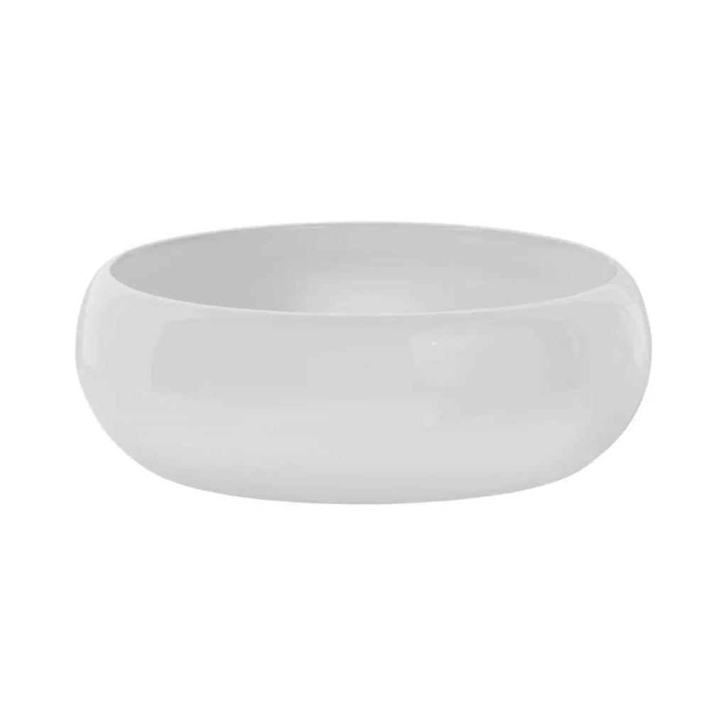 Set VANO effetto rovere e bianco 90cm: mobile sottolavabo con cassetti + piano per lavabo + lavabo da appoggio rotondo + colonna