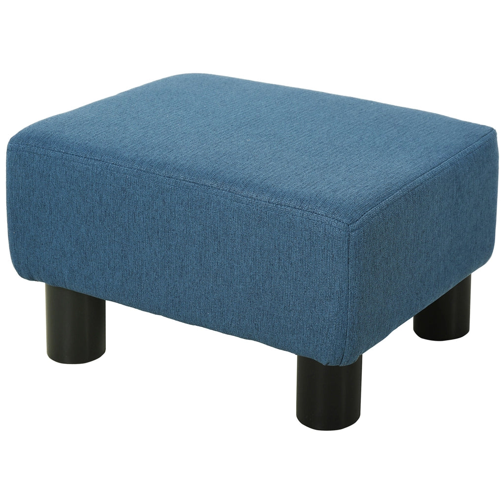 Pouf con poggiapiedi in tessuto lino ¨C Minimal ¨C blu scuro 40x30x24 cm