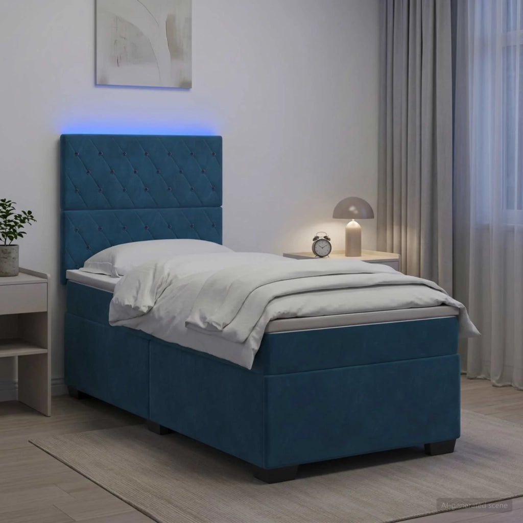 Letto box spring con materasso Blu 80 x 200 cm Velluto 3454992