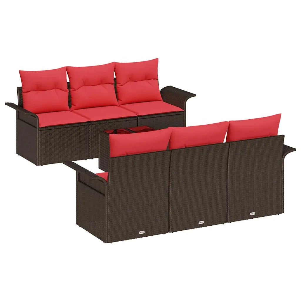 Set Divano da Giardino con cuscino 7 pcs Marrone polyrattan 3345254