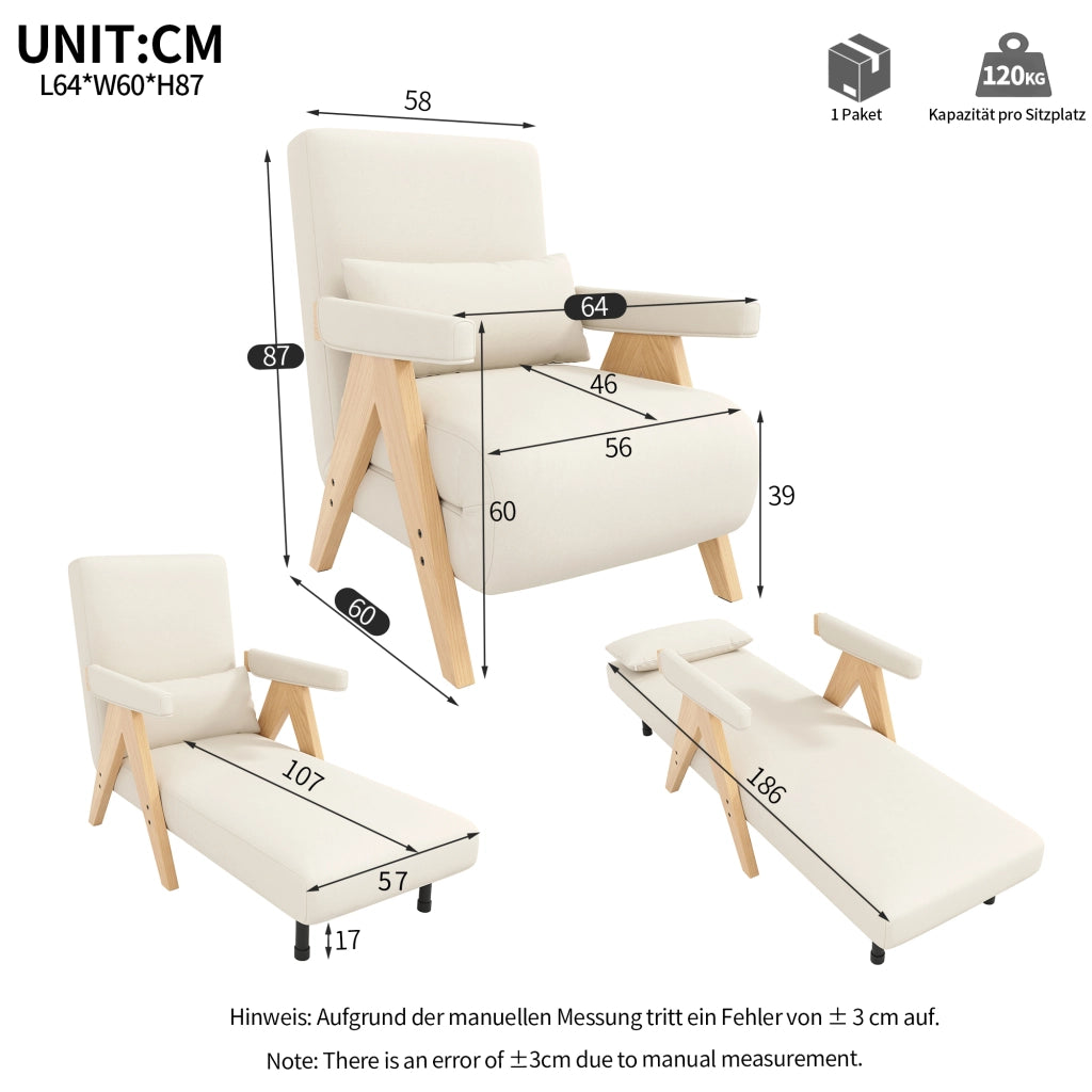 Sedia 3-in-1 Moderna - Zephmum- Trasformabile in letto e poltrona