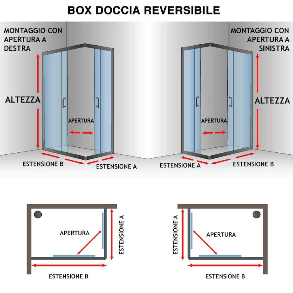 Box Doccia Angolare 75x90 cm 2 Ante Scorrevoli in Cristallo Serigrafato 4mm H185 Fosterberg Tonder Bianco