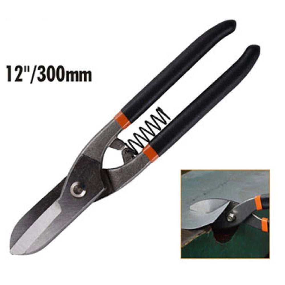 Trade Shop - Cesoia Per Lamiere Di Ferro 12" Con Molla Forbici Taglio Lungo Dritto 30cm -