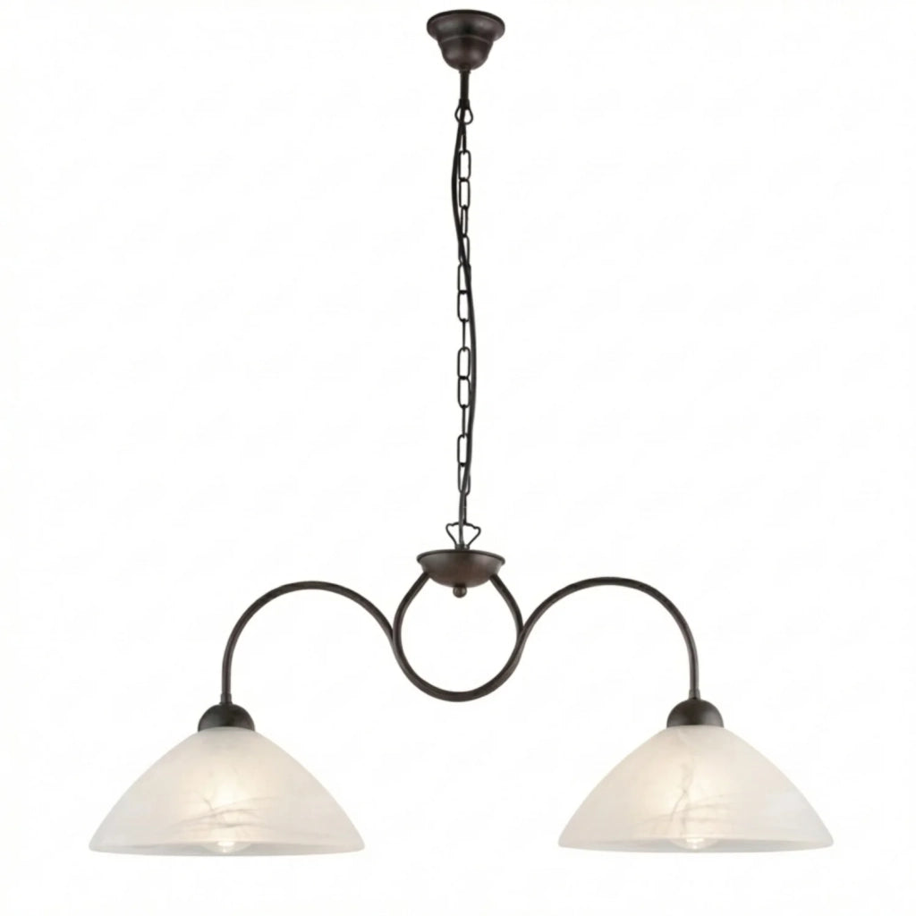 Lampadario Rustico Anemone 2 Luci Nero e Bianco LuceArt Classic