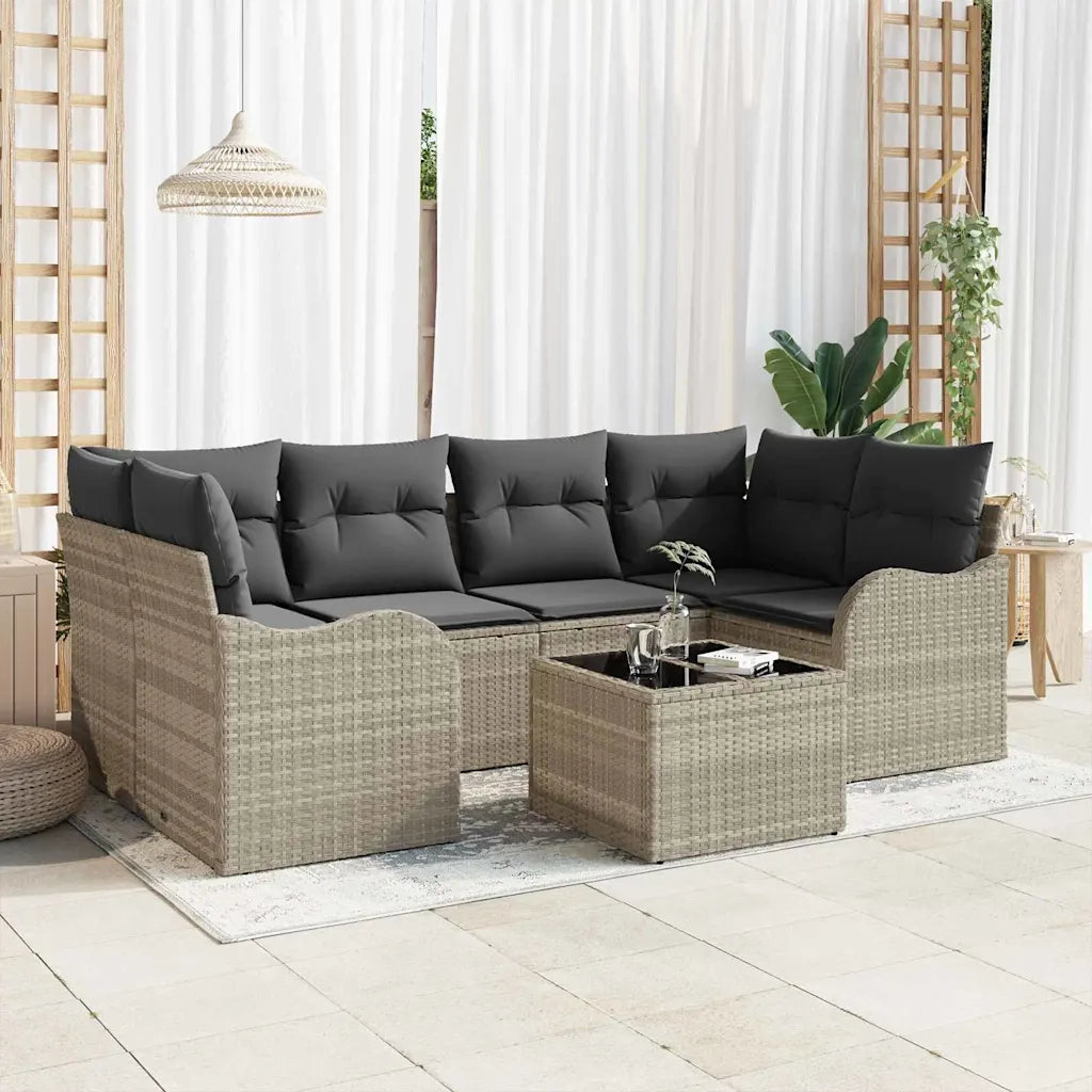 Set Divano da Giardino 7 pcs Grigio chiaro e grigio scuro