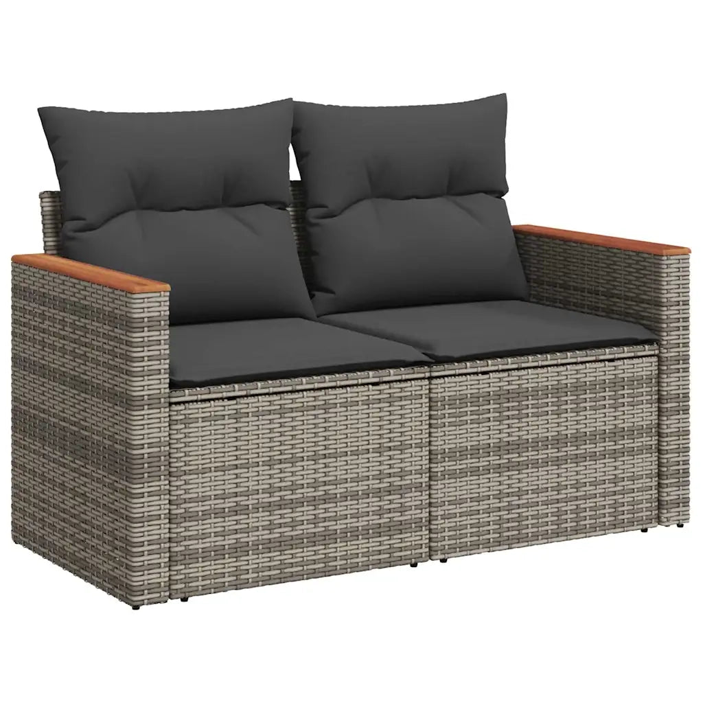 Set Divani da Giardino 7pz con Cuscini Grigio Polyrattan Acacia 3327497