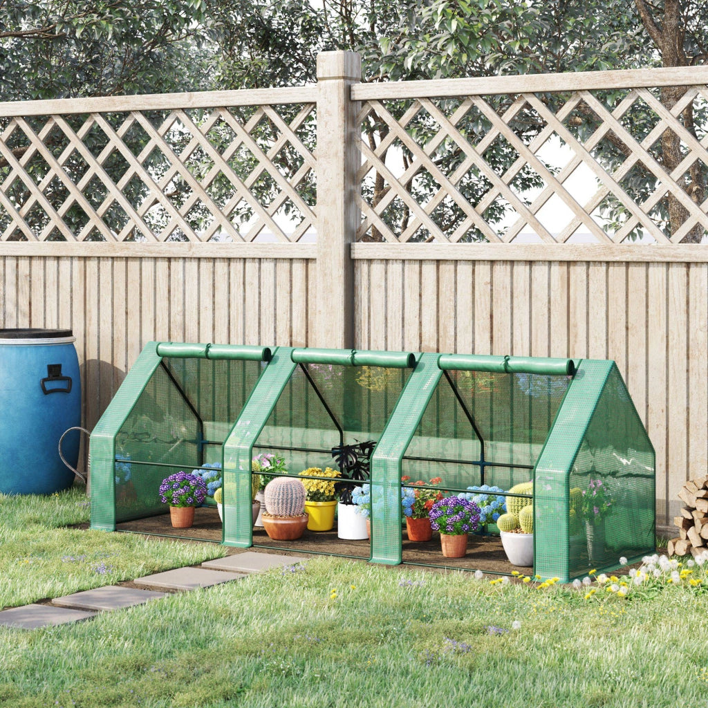 Serra da Giardino ¨C Xylo ¨C 270x90x90 cm Acciaio Verde con 3 Finestre per Esterno