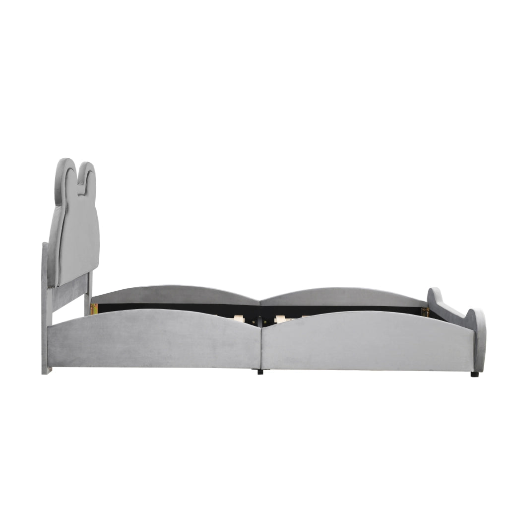 Letto imbottito per bambini a forma di orso, 90 x 200 cm, grigio