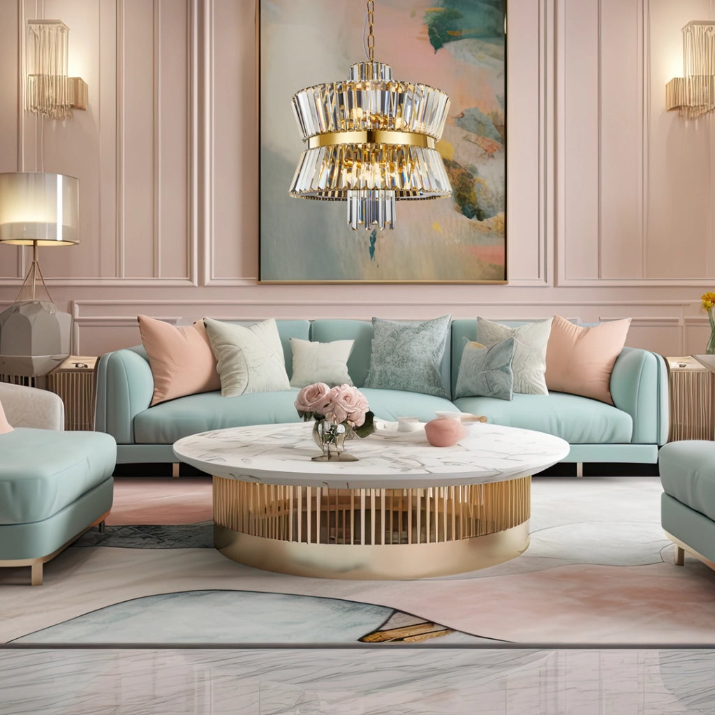 Lampadario in cristallo glamour oro Aurelia 12xE14 Milagro
