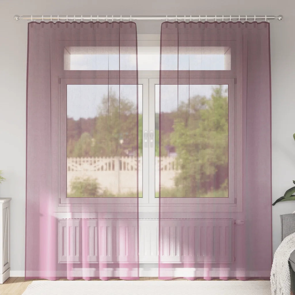 Tende in Voile con Tasche per Aste 2 pz Viola 4102204