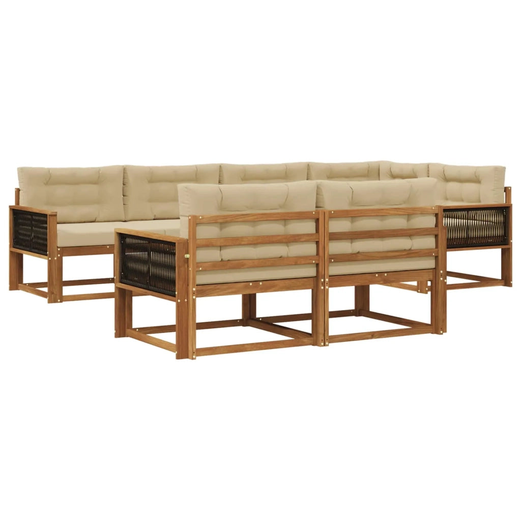 Set di divani da esterno 8 pz Naturale e Beige 3382646