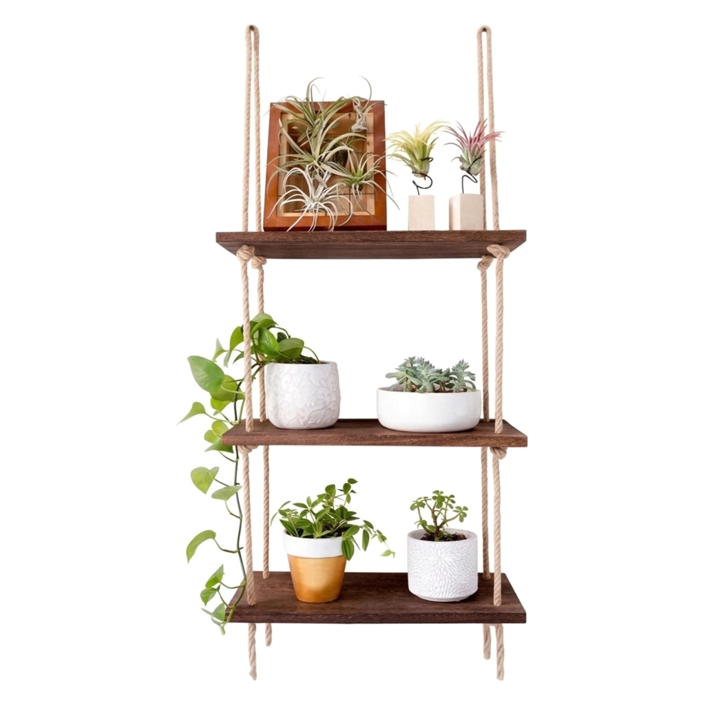 Corio, Mensola 3 Ripiani, 40x14x110h cm Marrone Noce