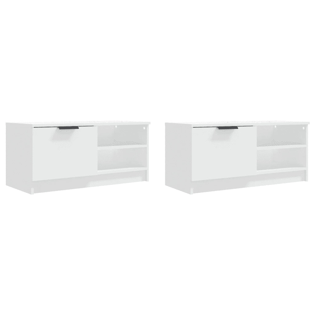 Mobili Porta TV 2 pz | Armadietto TV | Mobile Porta TV Bianchi 80x35x36,5 cm in Legno Multistrato