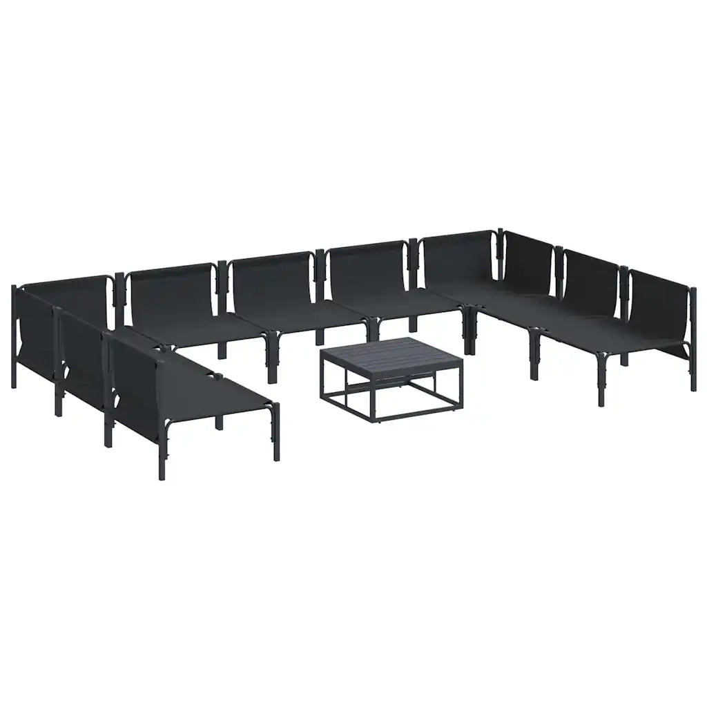Set Divano da Giardino con cuscino 10 pcs Nero Acciaio