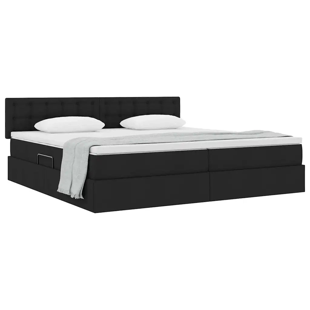 Letto con contenitore e materasso Nero 200 x 200 cm 3370658