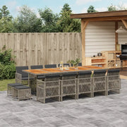 Set da Pranzo da Giardino 15 pz con Cuscini Grigio Polyrattan 3210818