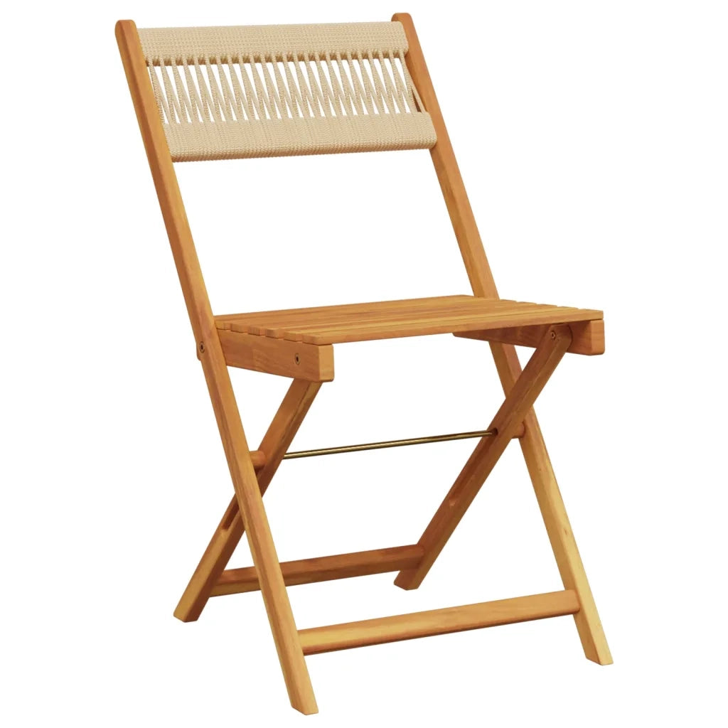 Sedie Bistrò 2pz Beige in Legno Massello di Acacia e Corda 367680