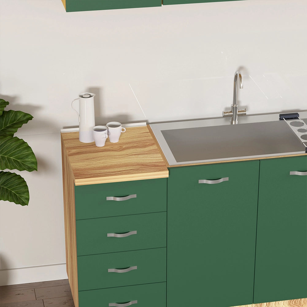 Mobile Base Cucina Componibile Minimal Colore Verde con 1 Anta e 2 Scomparti