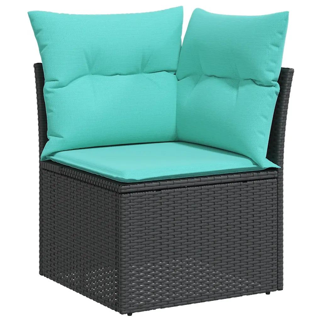 Set Divani da Giardino 8 pz con Cuscini Nero in Polyrattan 3227002