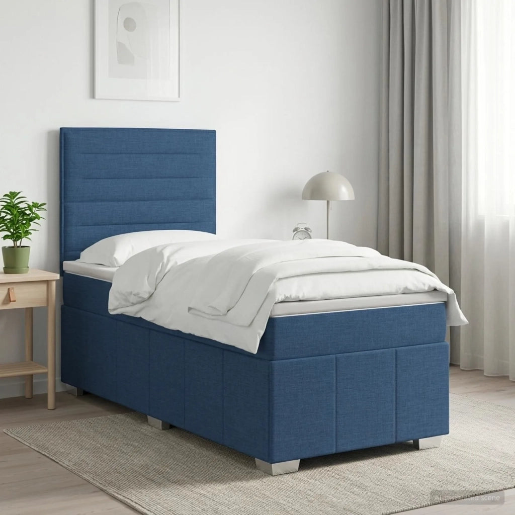 Letto box spring con materasso Blu 90 x 200 cm Tessuto 3454049
