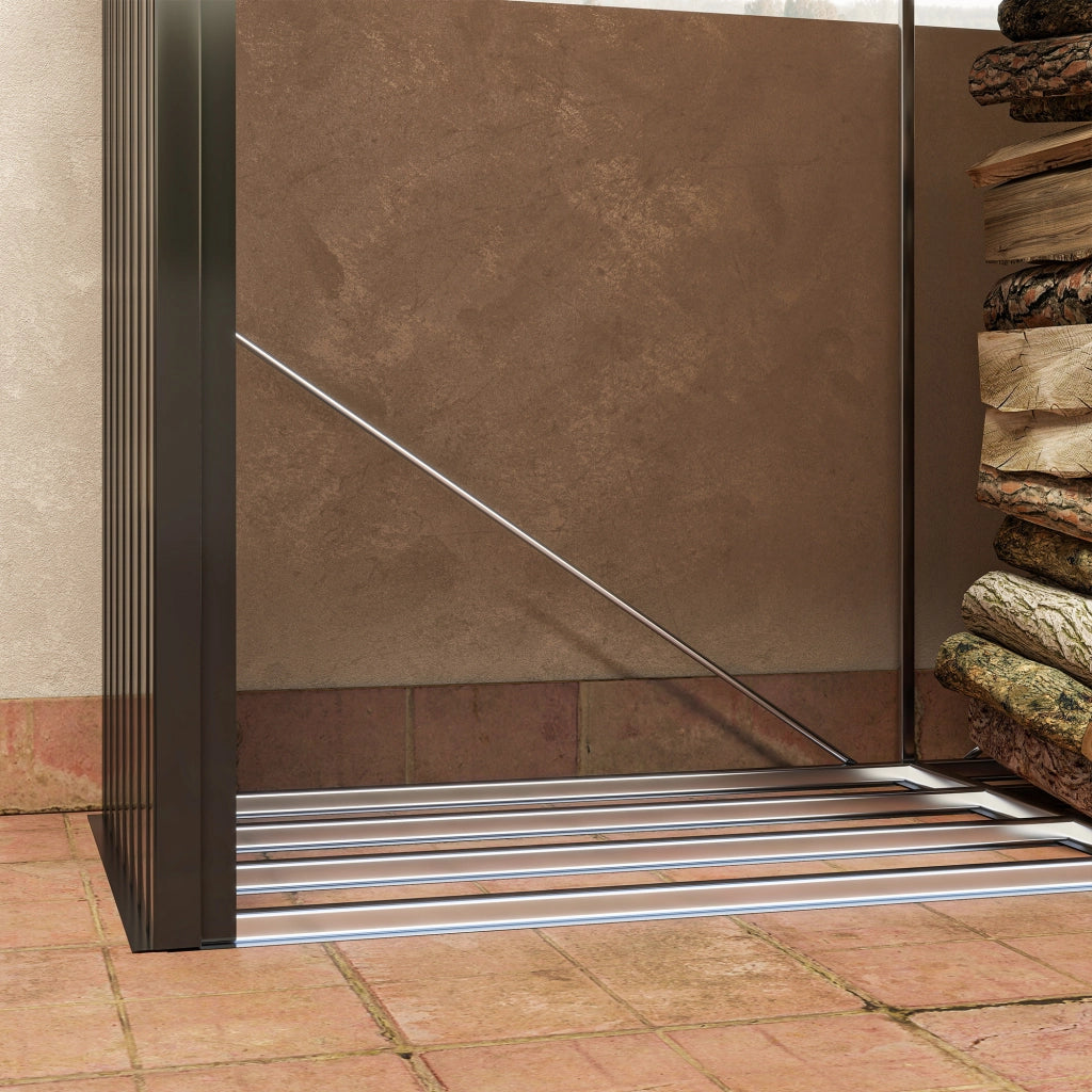 Legnaia con Struttura con Base Rialzata 240x 86x160 cm in Acciaio Galvanizzato Nero
