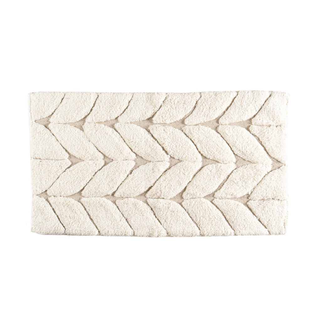 Tappeto Bagno Antiscivolo In Cotone Effetto Rilievo Assorbente, Morbido, Lavabile in Lavatrice 50x80 / 60x120 cm Bianco - 60x120 cm