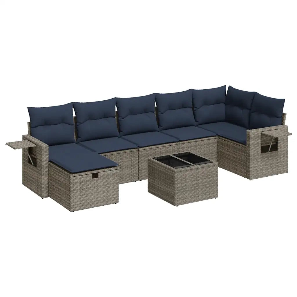 Set Divano da Giardino 8 pz con Cuscini Grigio in Polyrattan 3325517