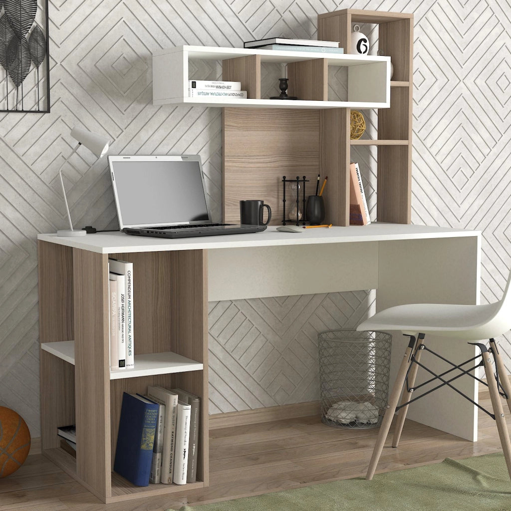 Bureau en bois "Corallo" - 140 x 60 x 153 cm - Cordoue blanche