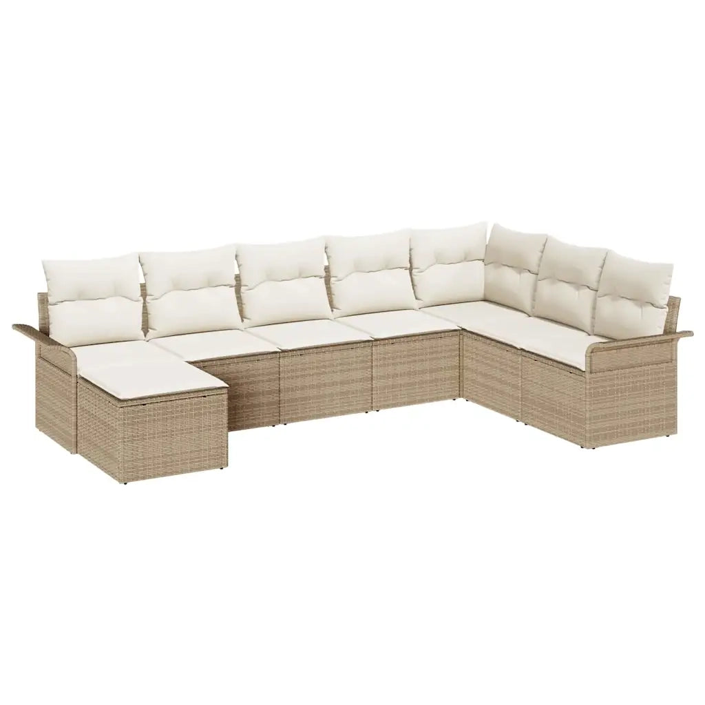 Set Divano da Giardino con cuscino 8 pcs Beige Poly Rattan 3354150