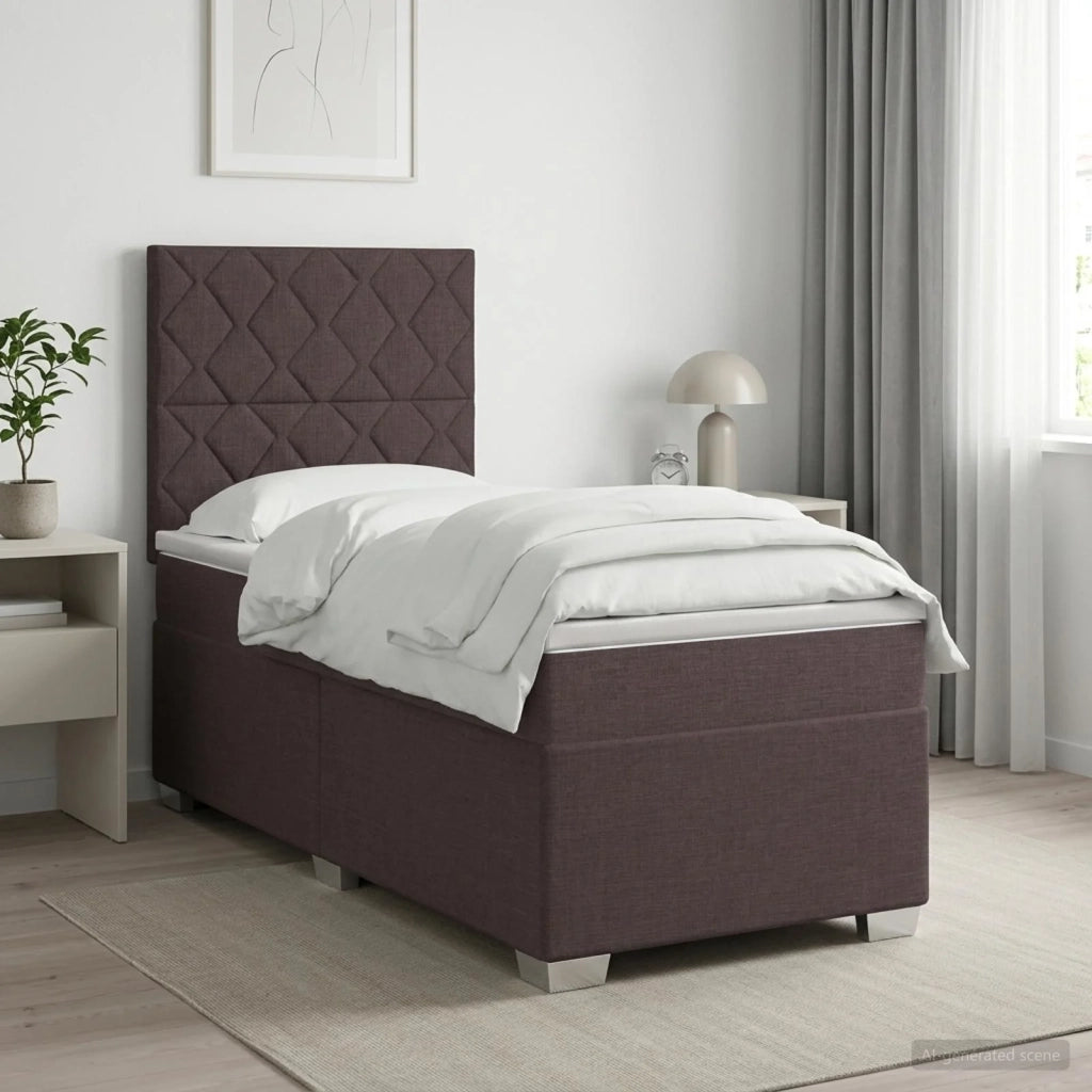 Letto box spring con materasso Marrone Scuro 90 x 200 cm 3454792