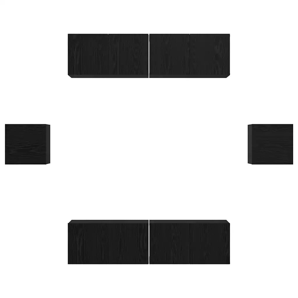 Set mobile TV 6 pz-Credenza per TV Rovere Nero Legno multistrato 203049