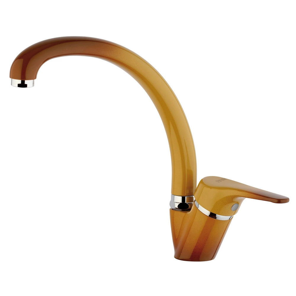 Trade Shop - Monocomando Miscelatore Rubinetto Lavello Cucina Terra Di Francia Canna Alta -