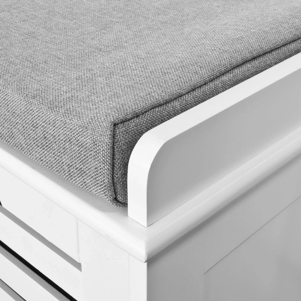 Scarpiera da ingresso Panchina con Cuscino e Cestini 3 Cestini Bianco FSR23-W