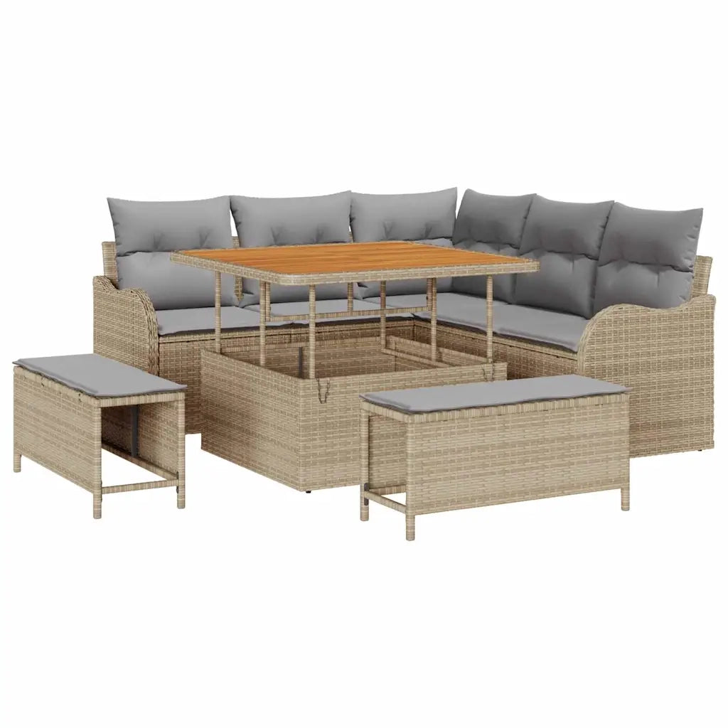 Set Divano da Giardino con cuscino 8 pcs Beige polyrattan 3362257