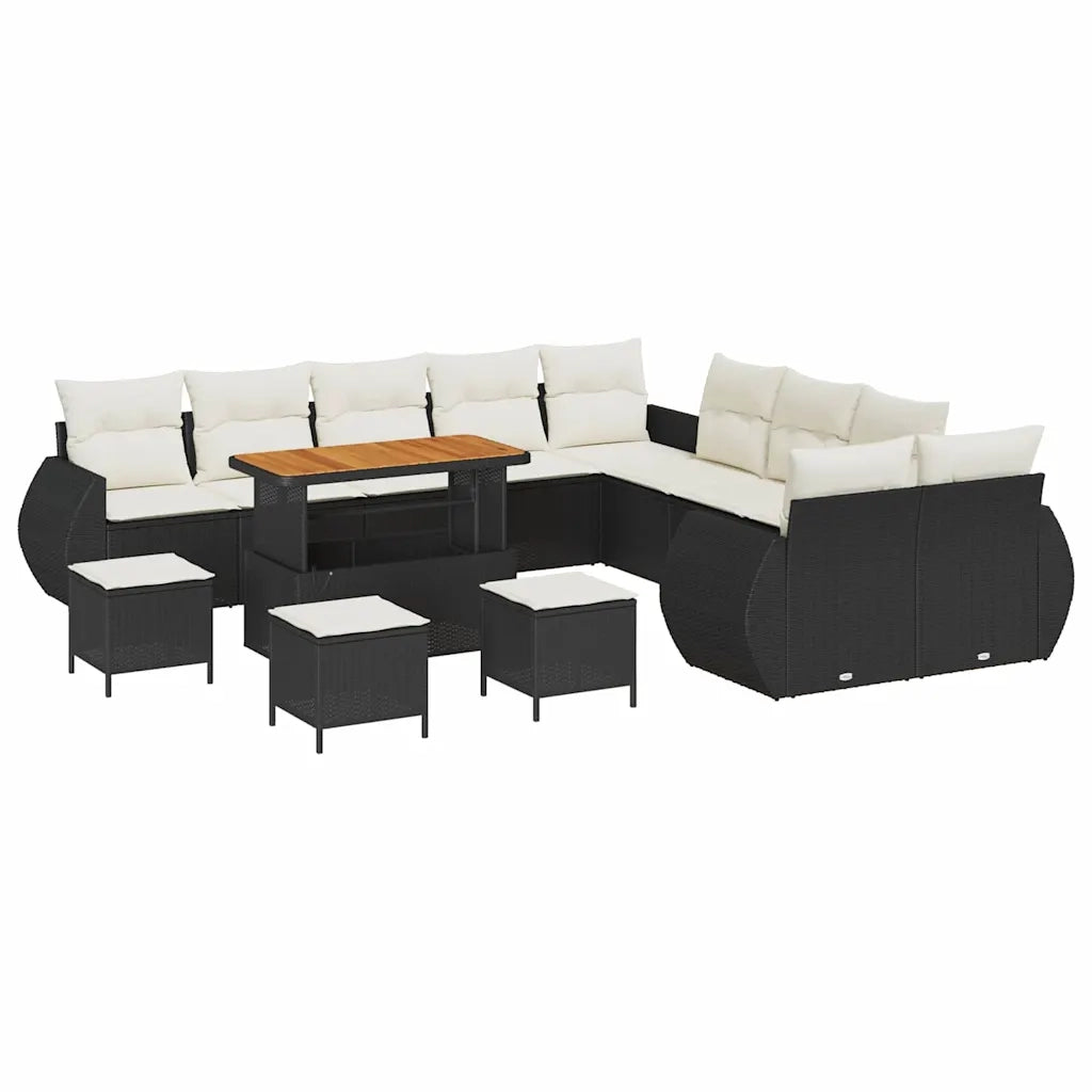 Set Divano da Giardino 14 pcs Nero polyrattan 3361940