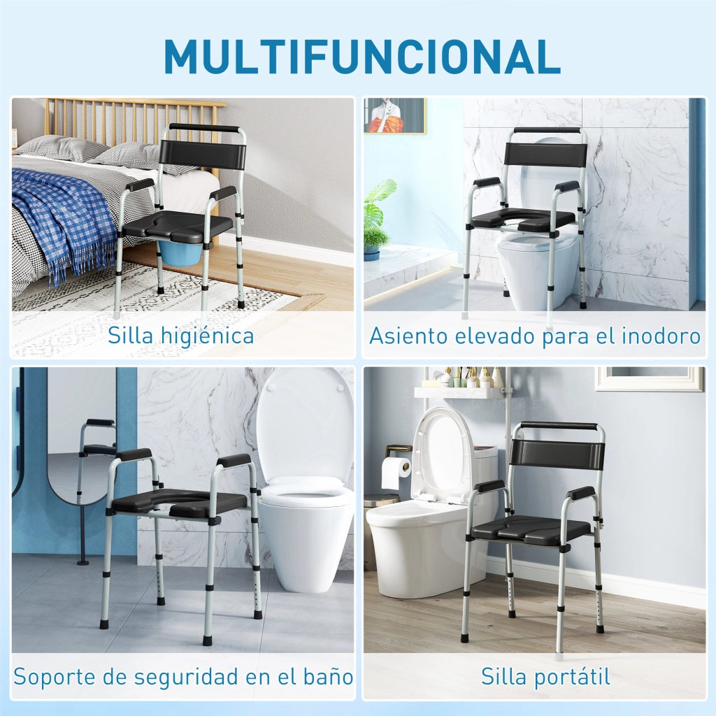 Sedia Pieghevole da Bagno ¨C Minimal ¨C Nero, 150 kg