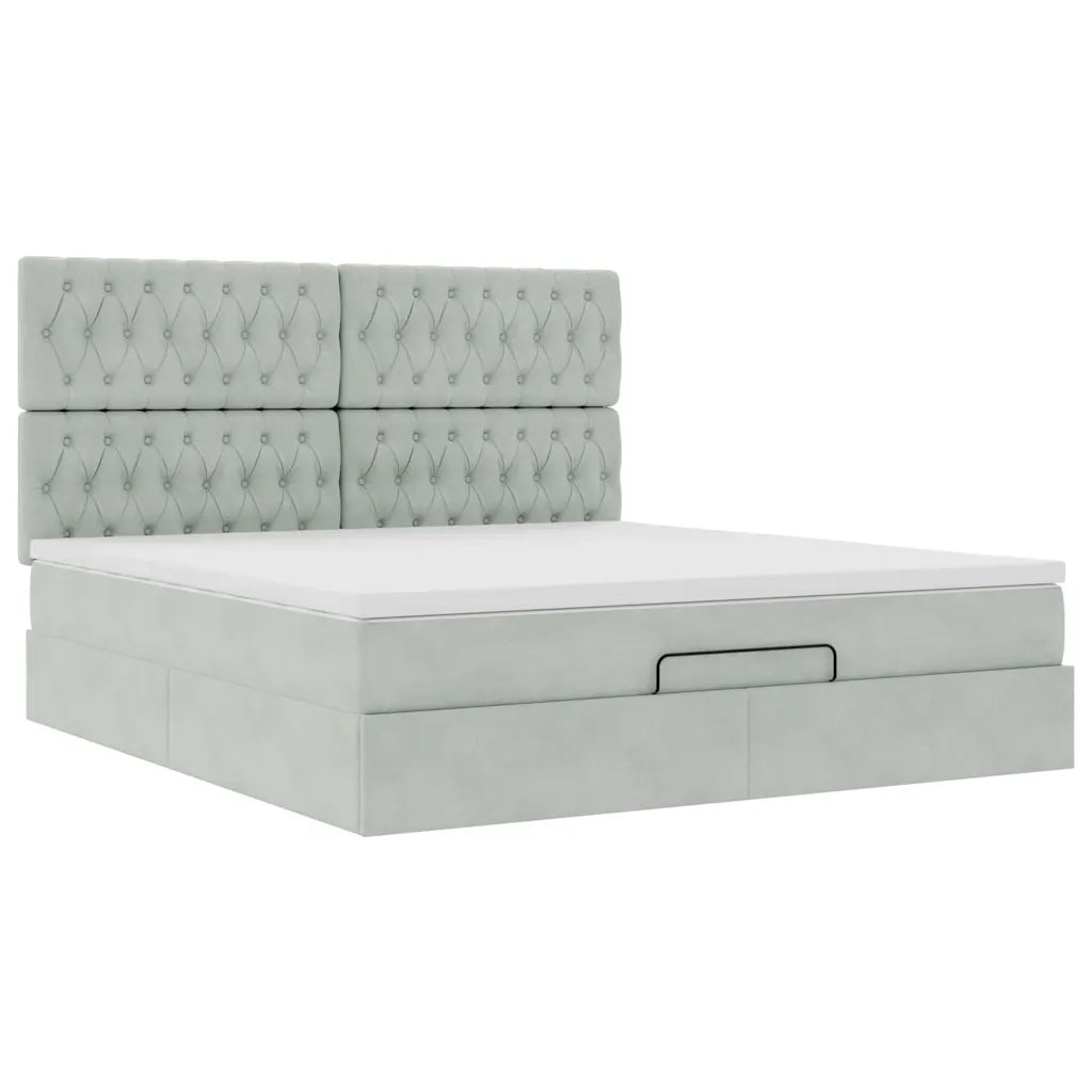 Struttura Letto Pouf con Materassi 180x200 cm Velluto 3313559