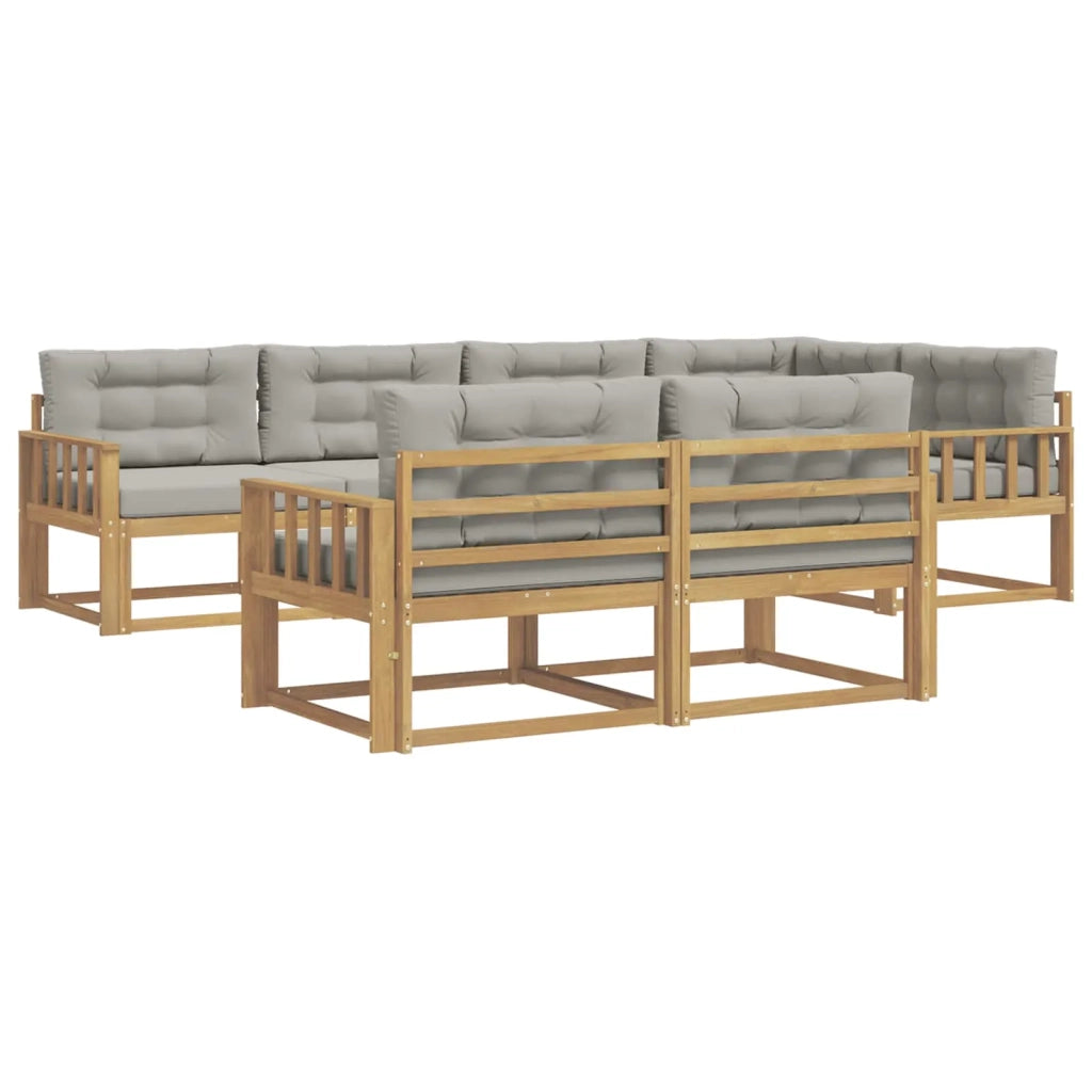 Set di divani da esterno 6 pz Bianco e Grigio Chiaro Poliestere 3386580
