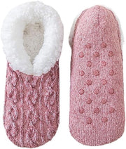 Sokini calde con pelo soffici per donna e uomo, con imbottitura di fleece spessa e antiscivolo per pavimenti interni, colore rosa.