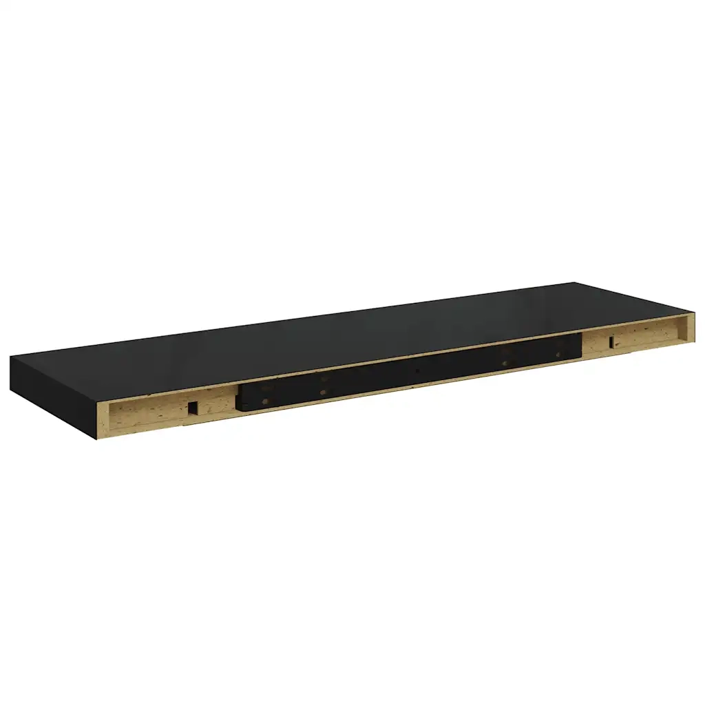 Scaffale a Parete Nero Lucido 80x23,5x3,8 cm in MDF 323772