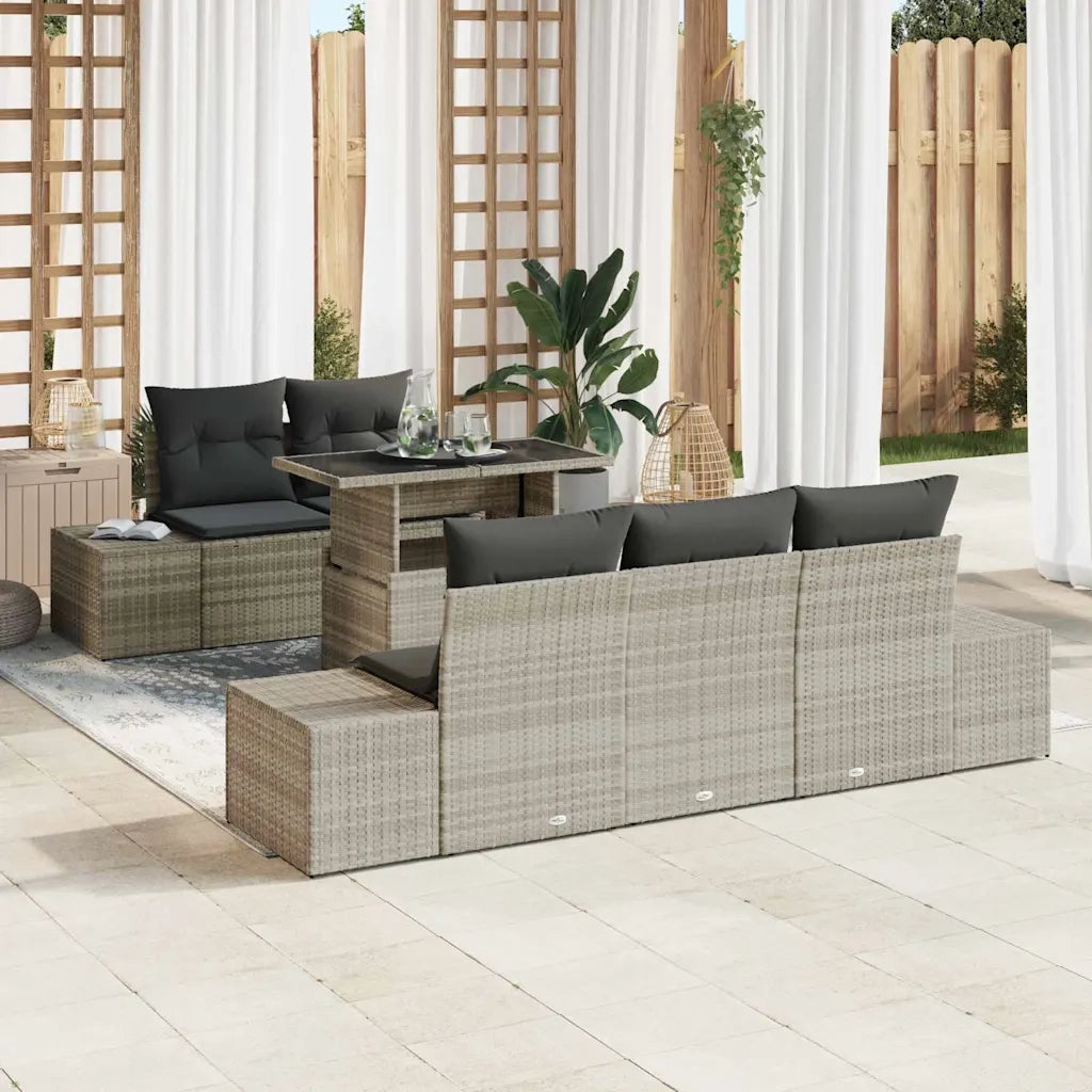 Set di divani con cuscino 6 pcs Grigio chiaro polyrattan 3349098