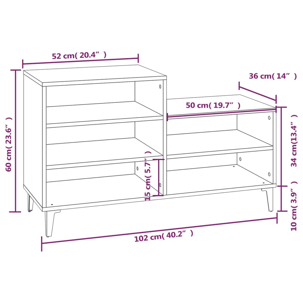 Scarpiera-Scaffale per scarpe Grigio Cemento 102x36x60 cm in Legno Multistrato 609640