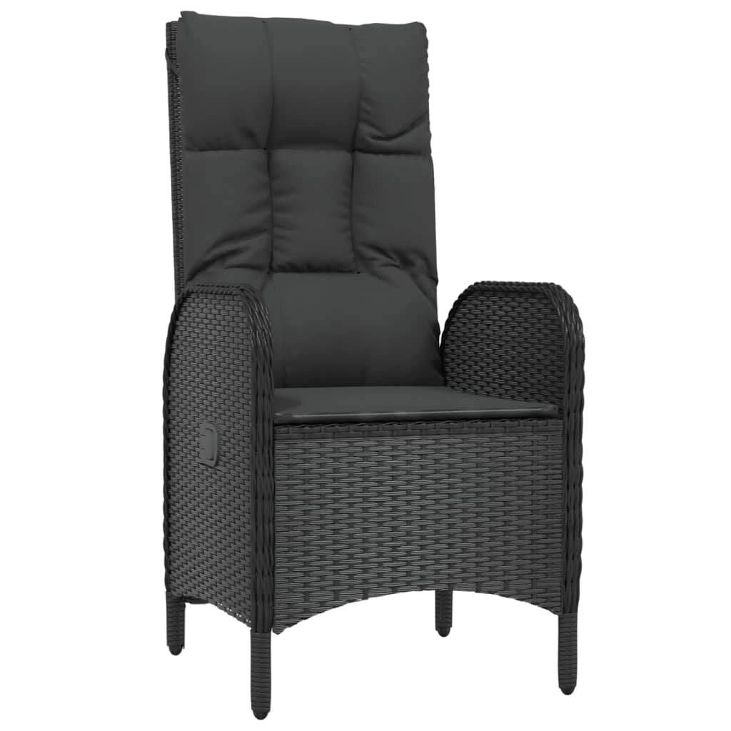Set da pranzo da giardino da 9 pezzi e cuscini resina intrecciata nera 02_0014829