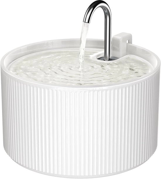 Fontana per Animali - Fonte per Animali - Fornisce Acqua Purificata - Sistema di Filtraggio Doppio - 2,2 Litri - Bianco