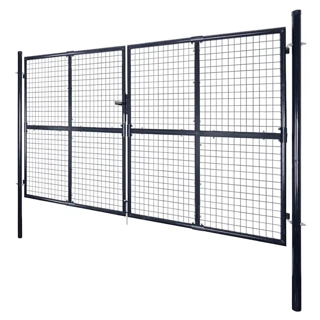 Cancello da Giardino in Rete di Acciaio Zincato 300x200 cm Grigio 143367
