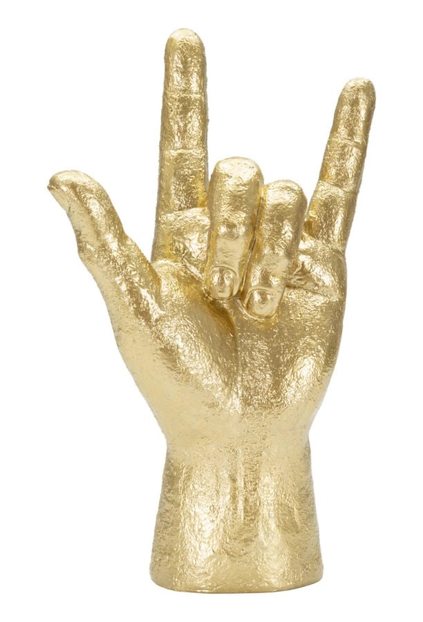 Statua Mano "Yeah" 14,5x23x7 cm in Poliresina Oro